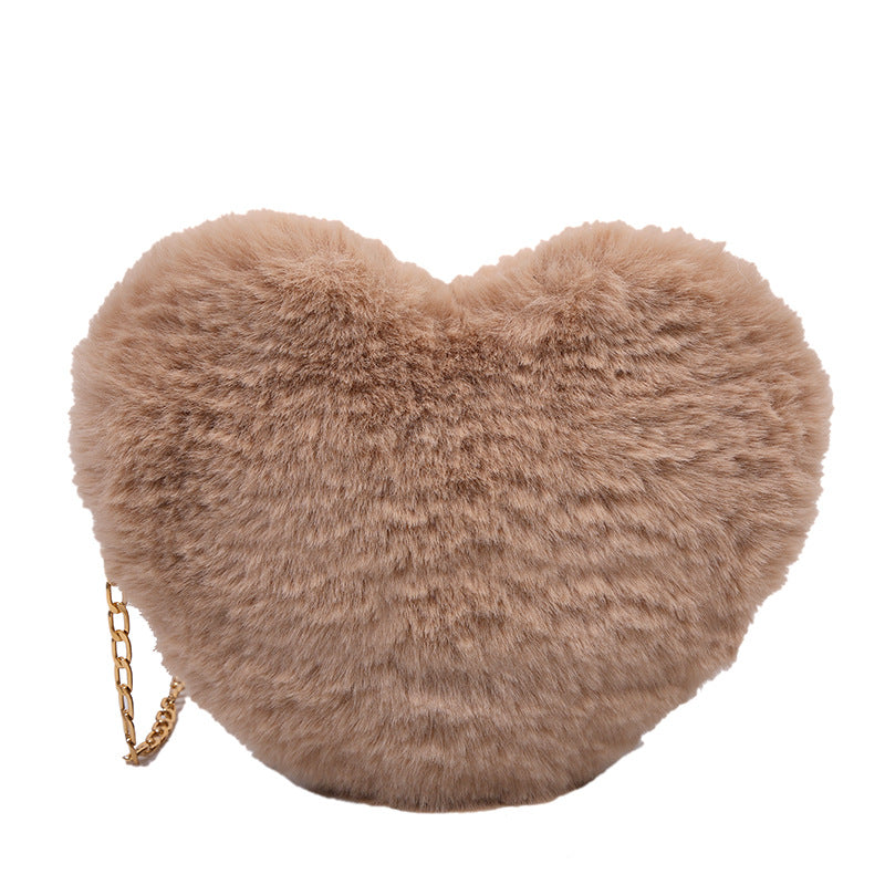 Wholesale Plush Heart Chain Shoulder Messenger Bag